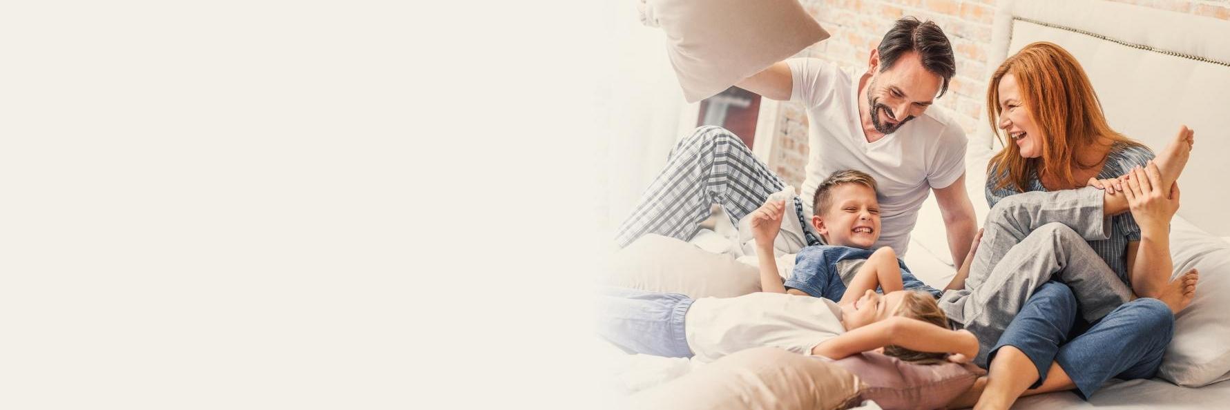 Family of four playing at their home in Mitchell SD