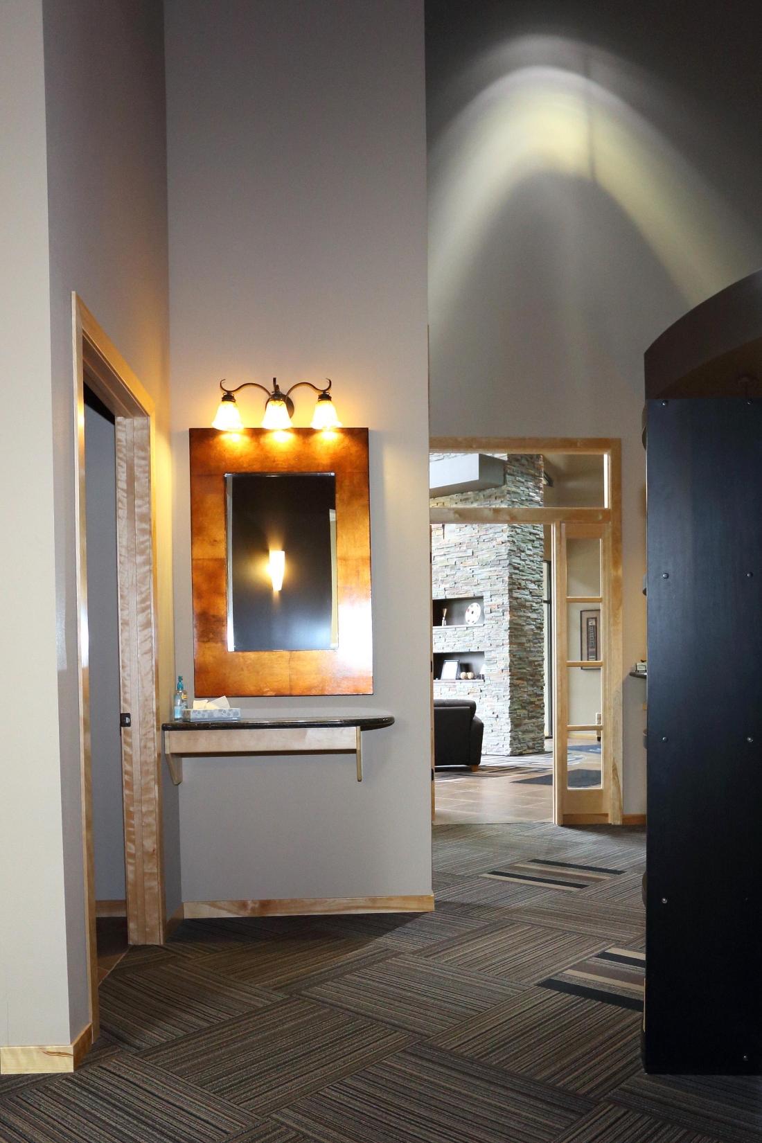 The Mirror and Bathroom at Dental Health Partners in Mitchell, SD